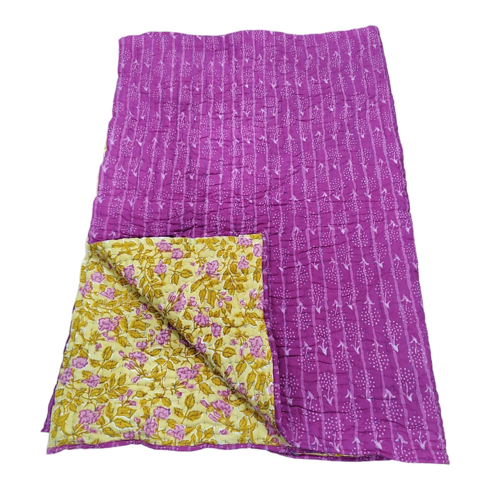 Reversible Katha Quilt 60x90 - Hand Quilted Jaipur Razai