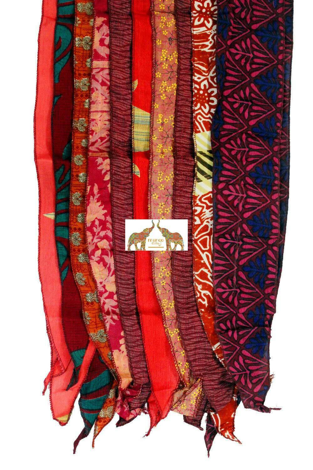 Indian Vintage Silk Sari Handmade Recycled Scarves Stoles Patchwork scarf wraps - Mangogiftsstore