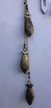 Recycled Iron Fish Bells Hanging String Bronze Color 78 cm Length Antique Finish - Mangogiftsstore