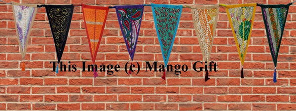 Recycled Cotton Fabric Bunting Garden Decor Garland 2 meters - Mangogiftsstore