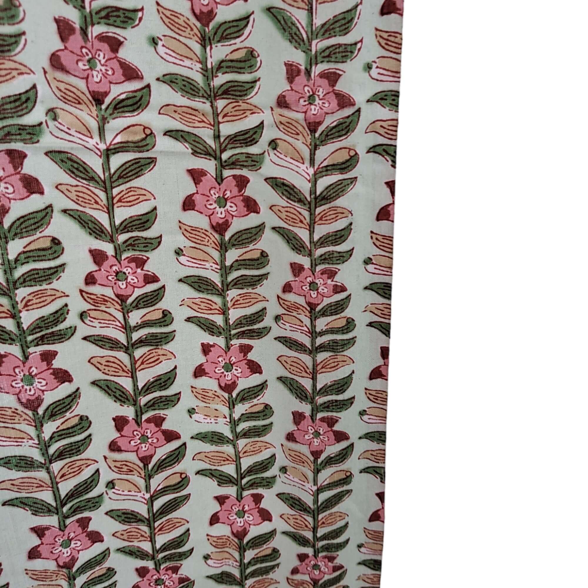 Hand-Block Print Cotton Floral Curtains - Bohemian Decor