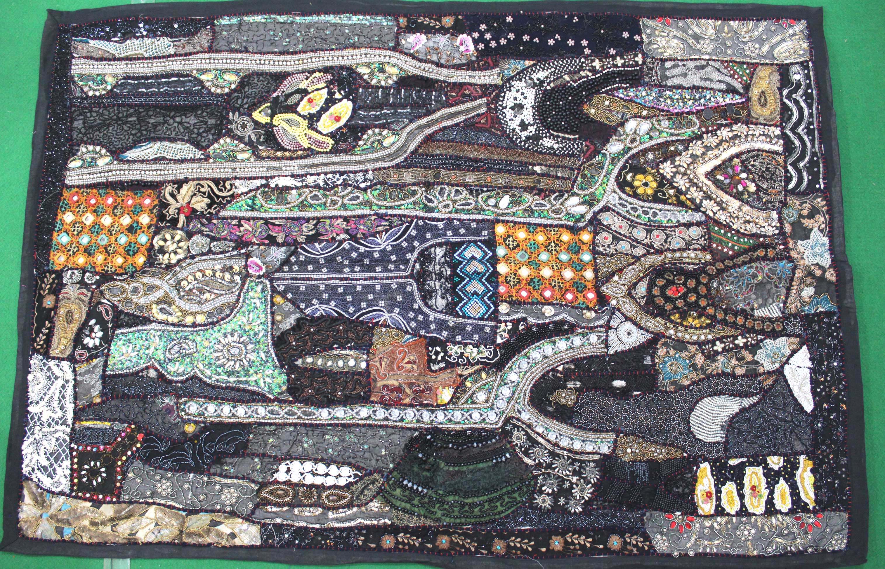 Indian Wall Hanging Embroidered Tapestry Black antique wall piece,cotton tapestry,tapestry,Tribal wall hanging,wall hanging