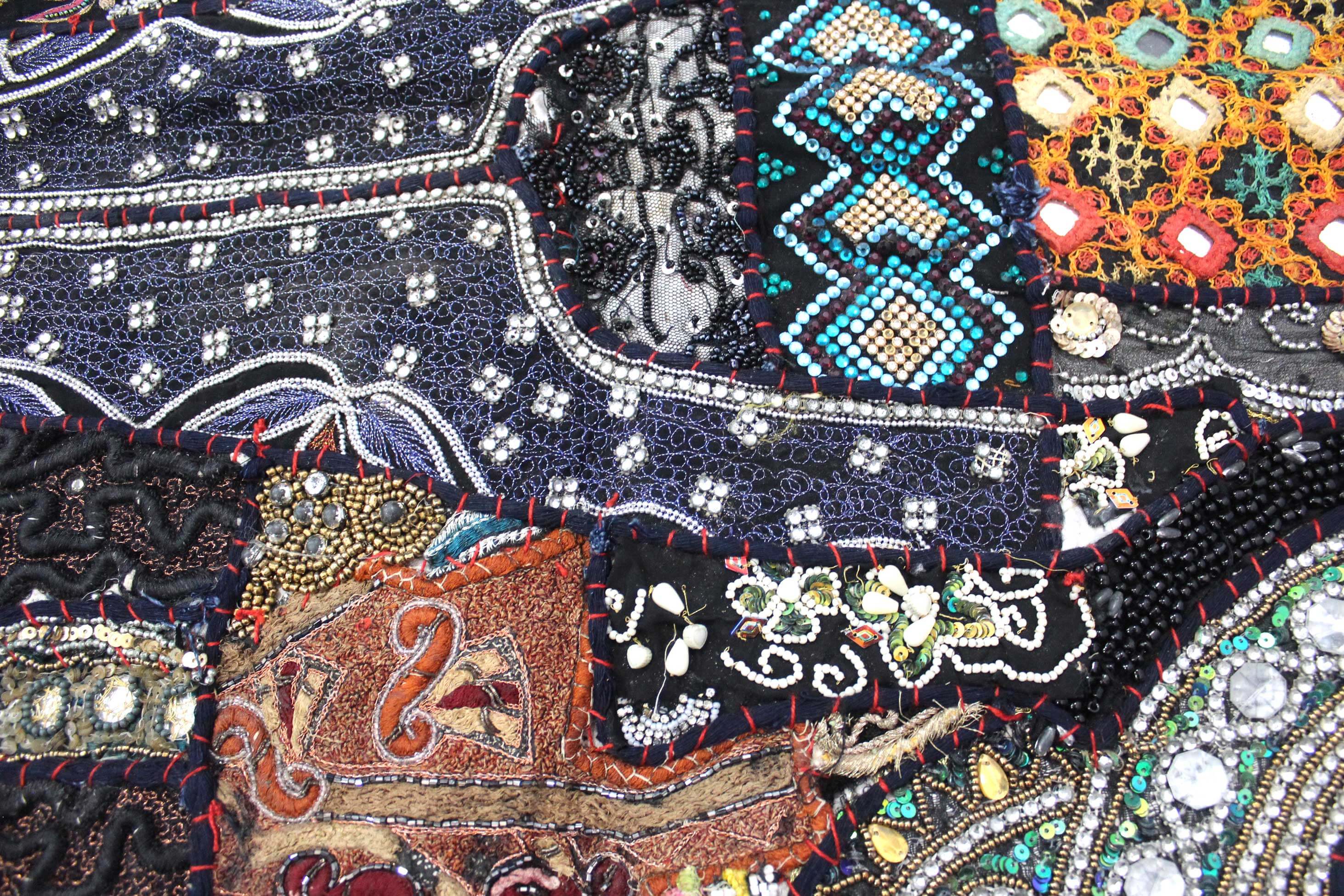 Indian Wall Hanging Embroidered Tapestry Black antique wall piece,cotton tapestry,tapestry,Tribal wall hanging,wall hanging