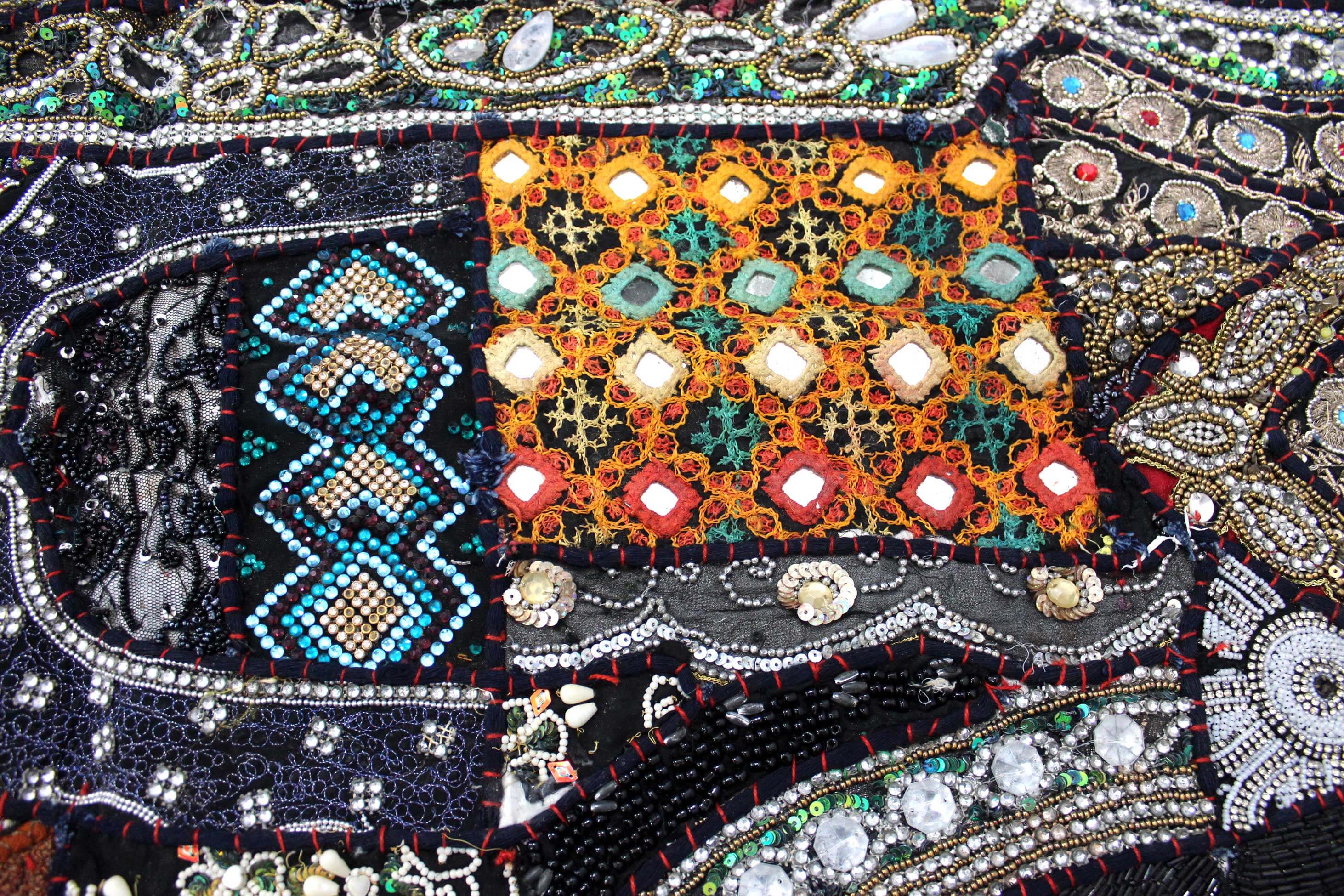 Indian Wall Hanging Embroidered Tapestry Black antique wall piece,cotton tapestry,tapestry,Tribal wall hanging,wall hanging