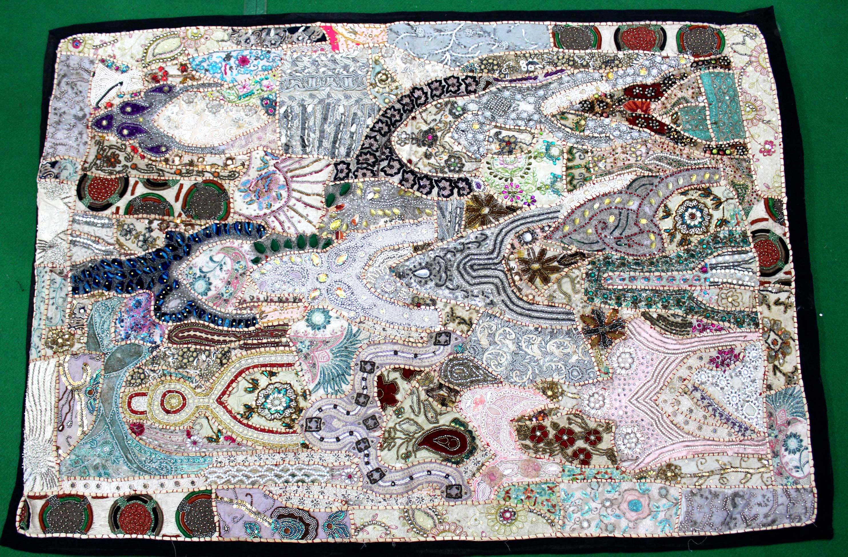 Indian Wall Hanging Embroidered Tapestry Beige antique wall piece,cotton tapestry,tapestry,Tribal wall hanging,wall hanging Decor