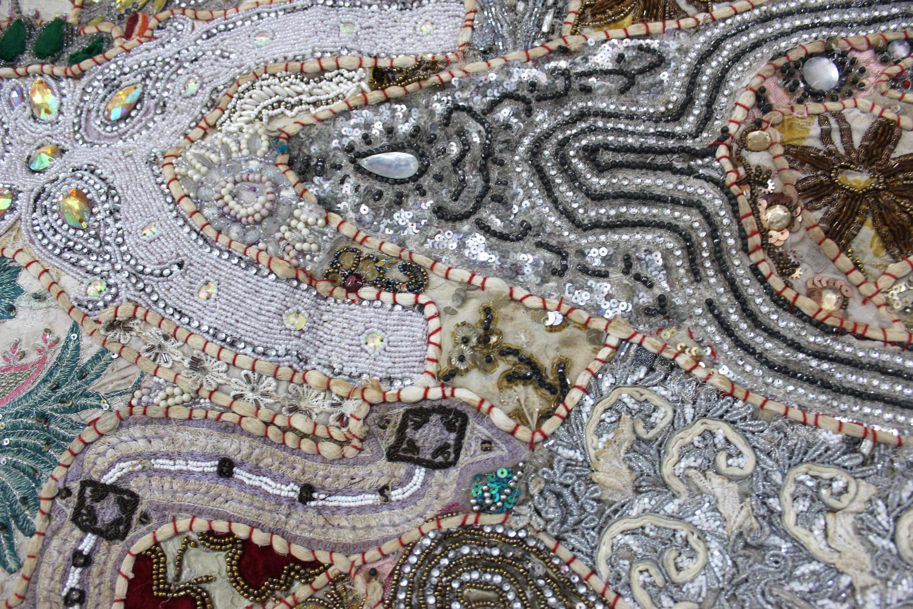 Indian Wall Hanging Embroidered Tapestry Beige antique wall piece,cotton tapestry,tapestry,Tribal wall hanging,wall hanging Decor