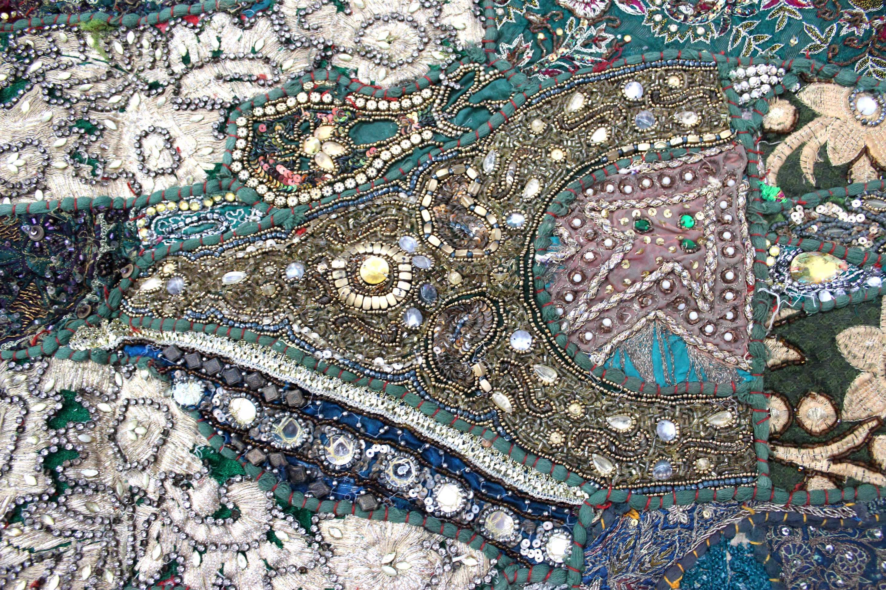 Indian Wall Hanging Embroidered Tapestry Green Cloth wall Hanging