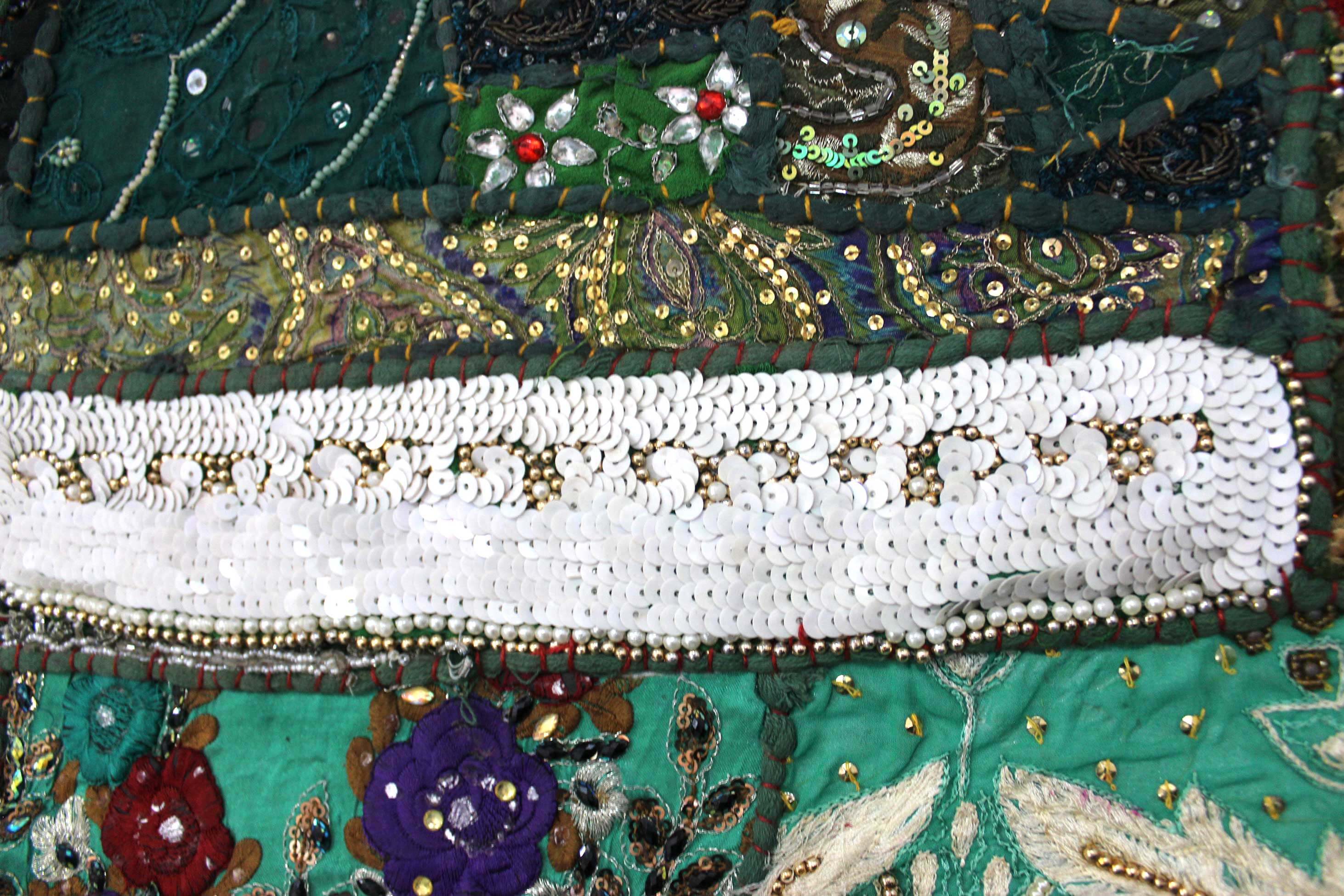 Indian Wall Hanging Embroidered Tapestry Green Cloth wall Hanging