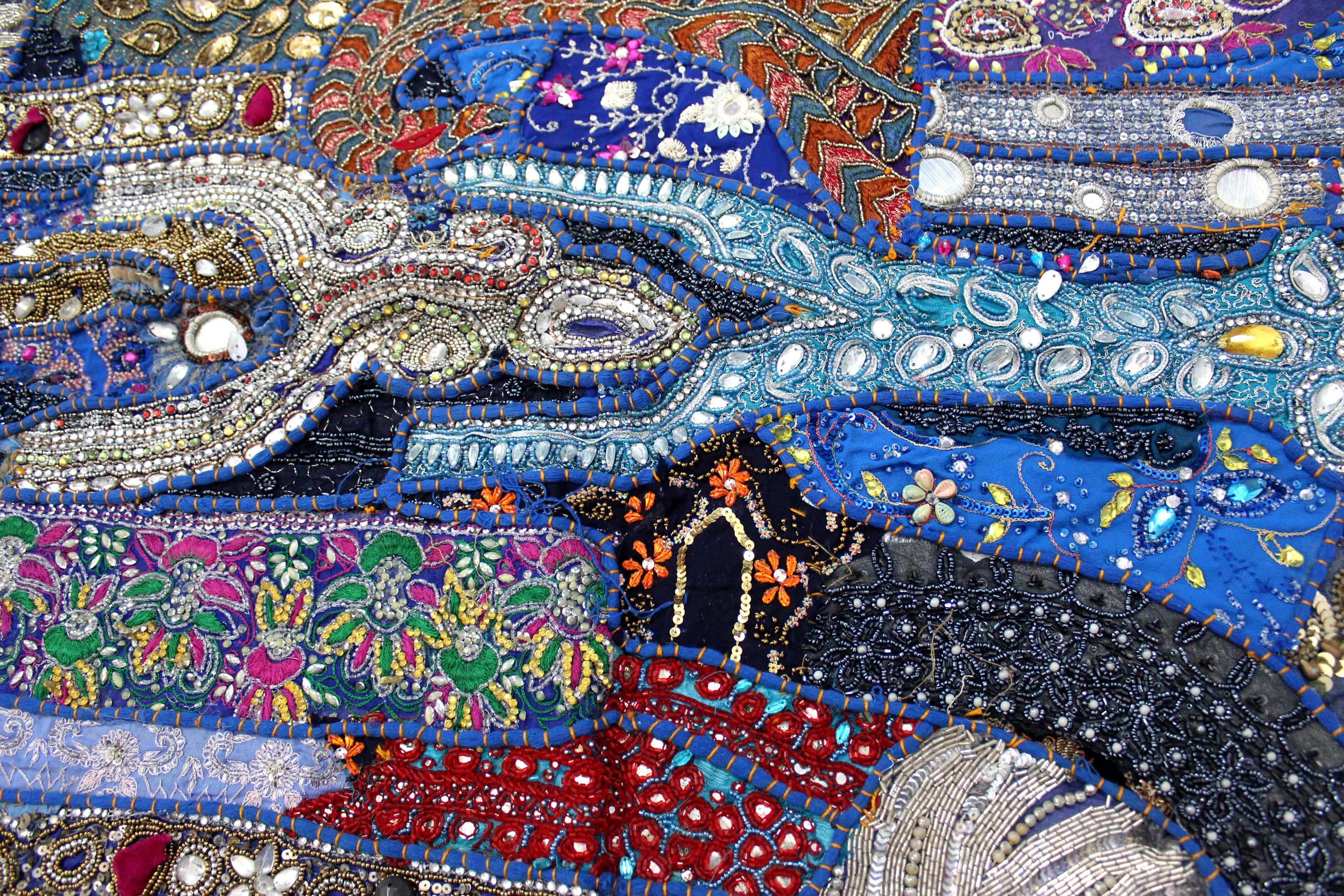 Indian Wall Hanging Embroidered Tapestry Bright Blue antique wall piece,cotton tapestry,tapestry,Tribal wall hanging,wall hanging