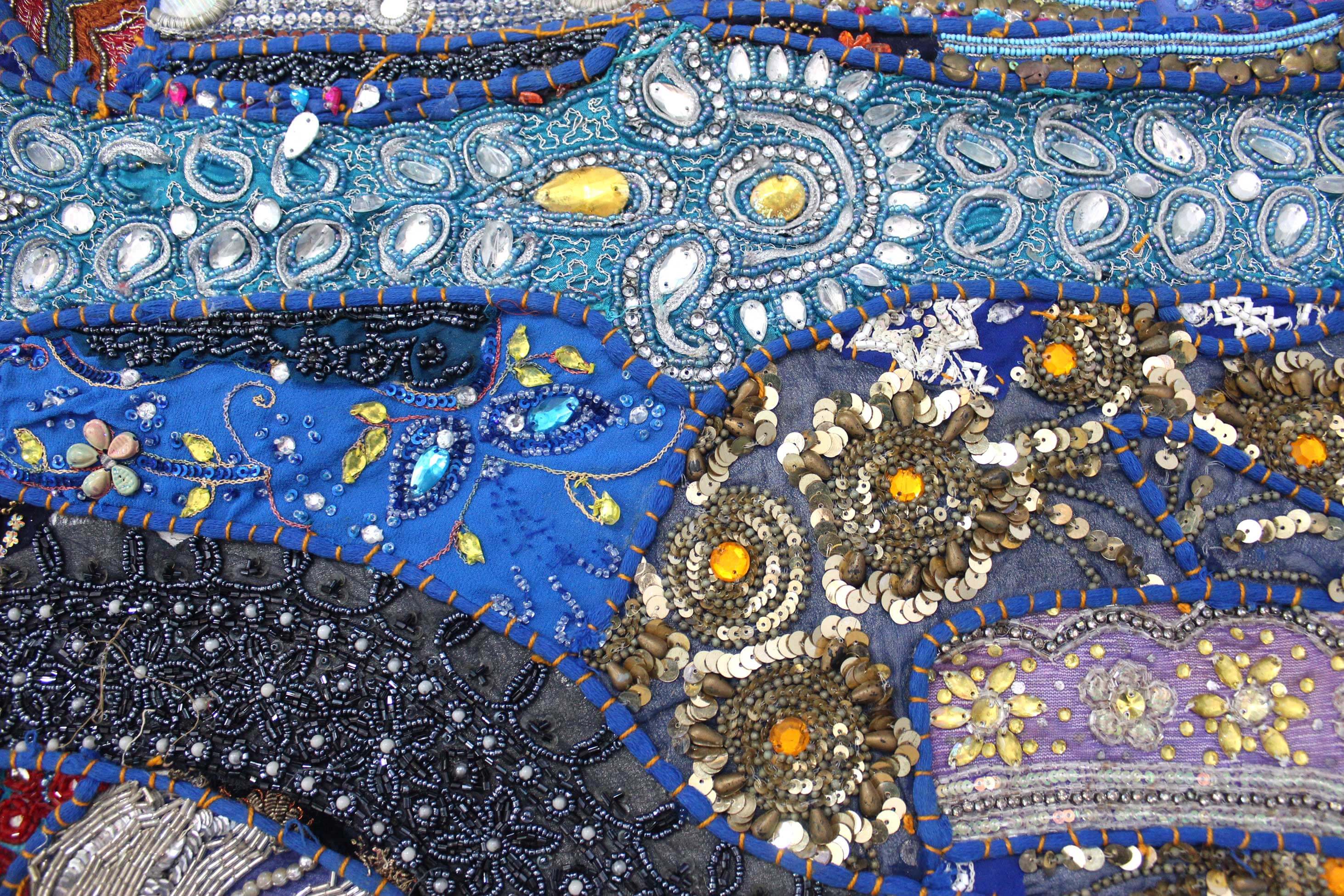 Indian Wall Hanging Embroidered Tapestry Bright Blue antique wall piece,cotton tapestry,tapestry,Tribal wall hanging,wall hanging