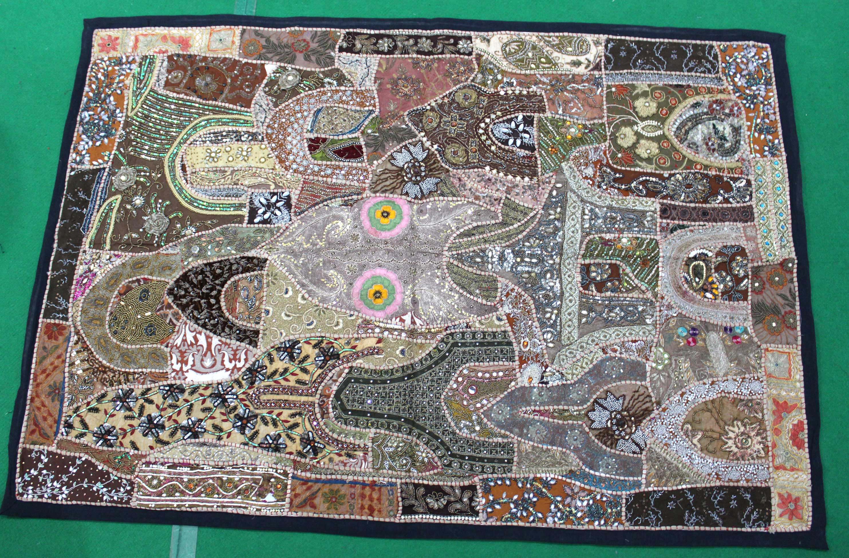 Indian Wall Hanging Embroidered Tapestry Brown antique wall piece,cotton tapestry,tapestry,Tribal wall hanging,wall hanging