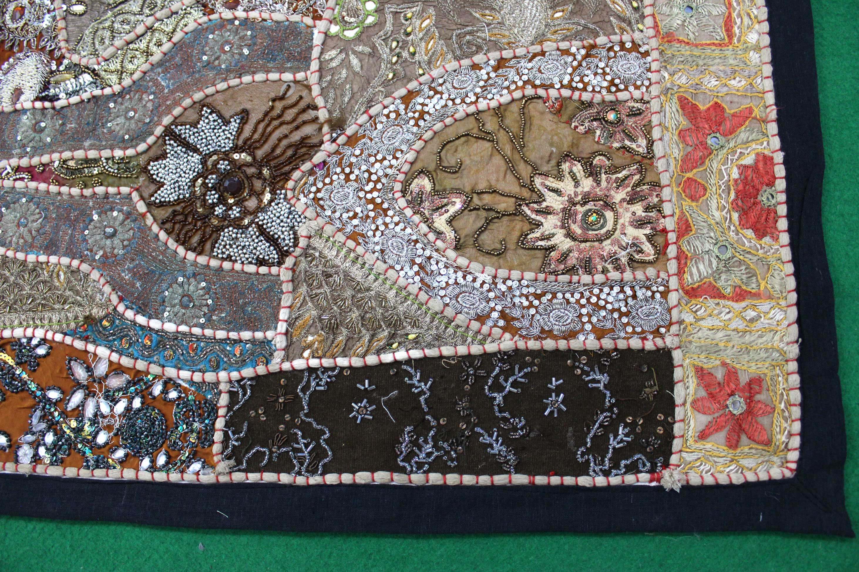 Indian Wall Hanging Embroidered Tapestry Brown antique wall piece,cotton tapestry,tapestry,Tribal wall hanging,wall hanging