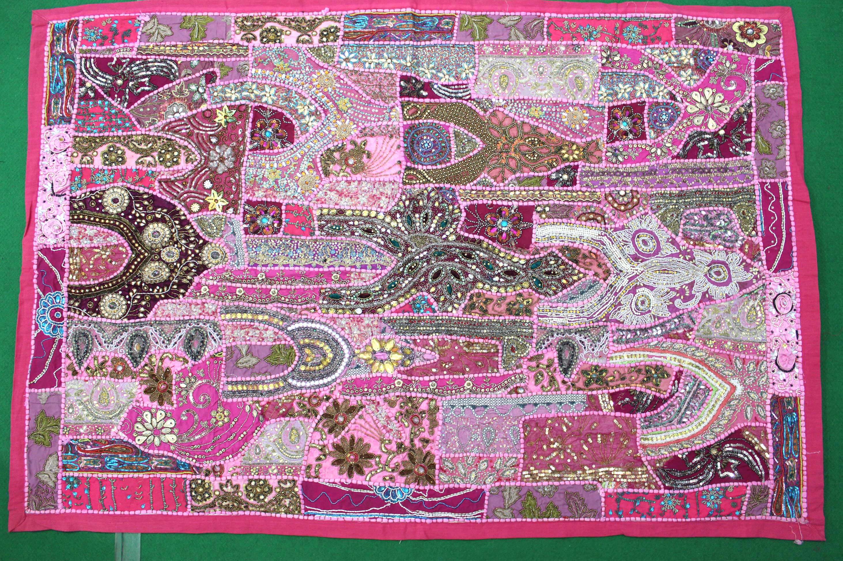 Indian Wall Hanging Embroidered Tapestry Pink antique wall piece,cotton tapestry,tapestry,Tribal wall hanging,wall hanging