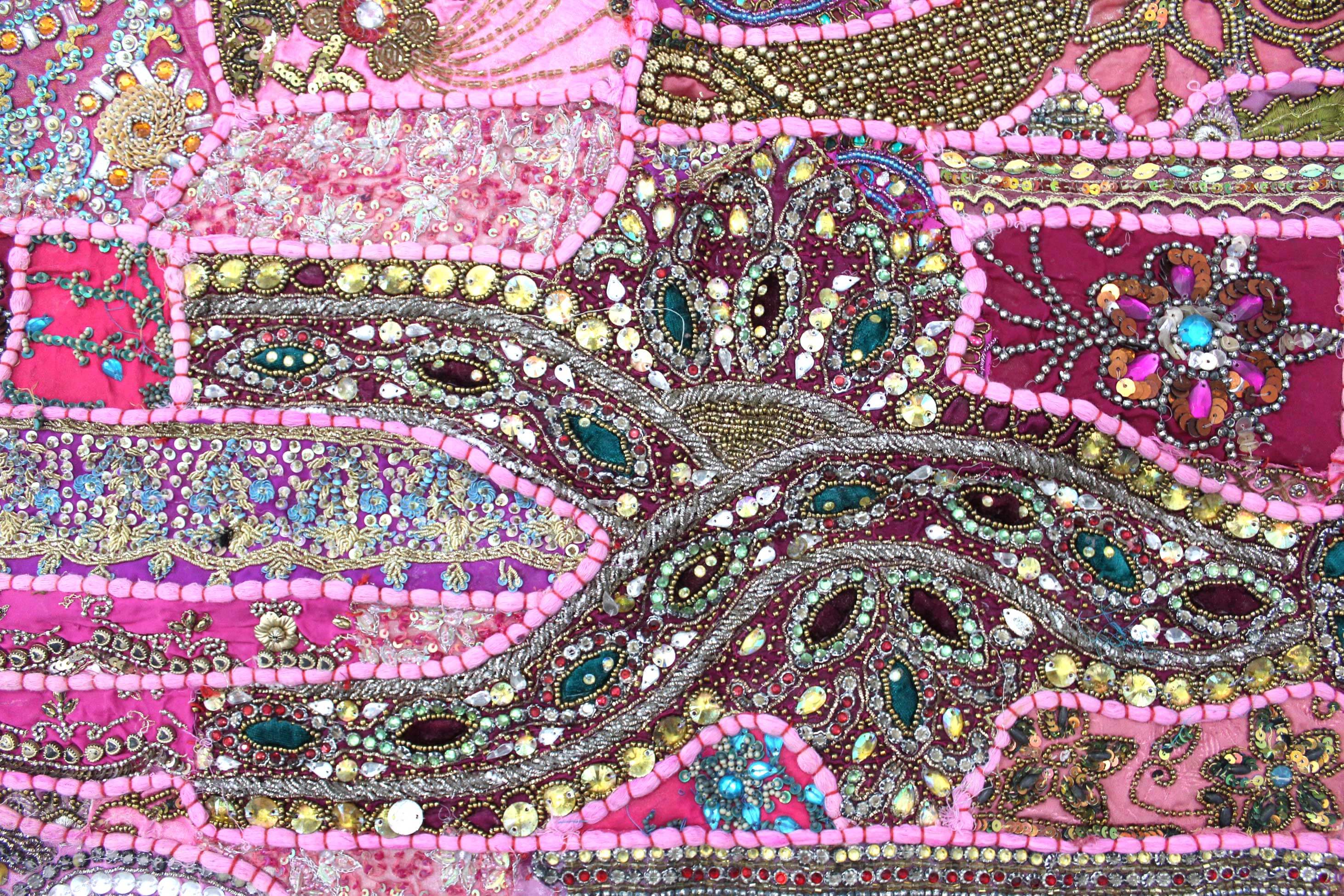 Indian Wall Hanging Embroidered Tapestry Pink antique wall piece,cotton tapestry,tapestry,Tribal wall hanging,wall hanging