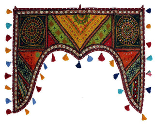 Handmade Indian Embroidered Wall Hanging Ethnic Toran Valance Traditional Decor - Mangogiftsstore