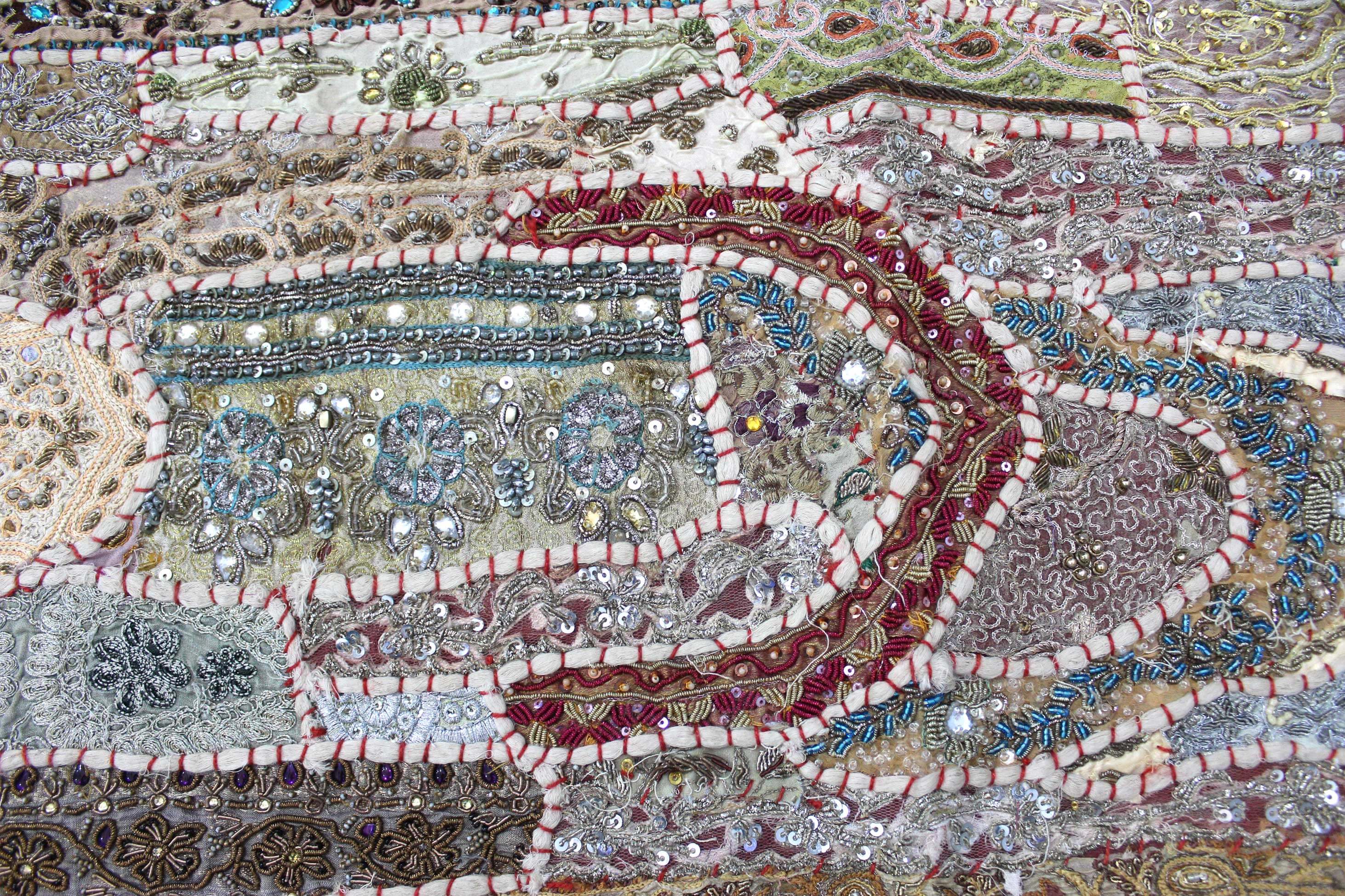 Indian Wall Hanging Embroidered Tapestry Beige 25 x 50 inches antique wall piece,cotton tapestry,tapestry,Tribal wall hanging,wall hanging Decor