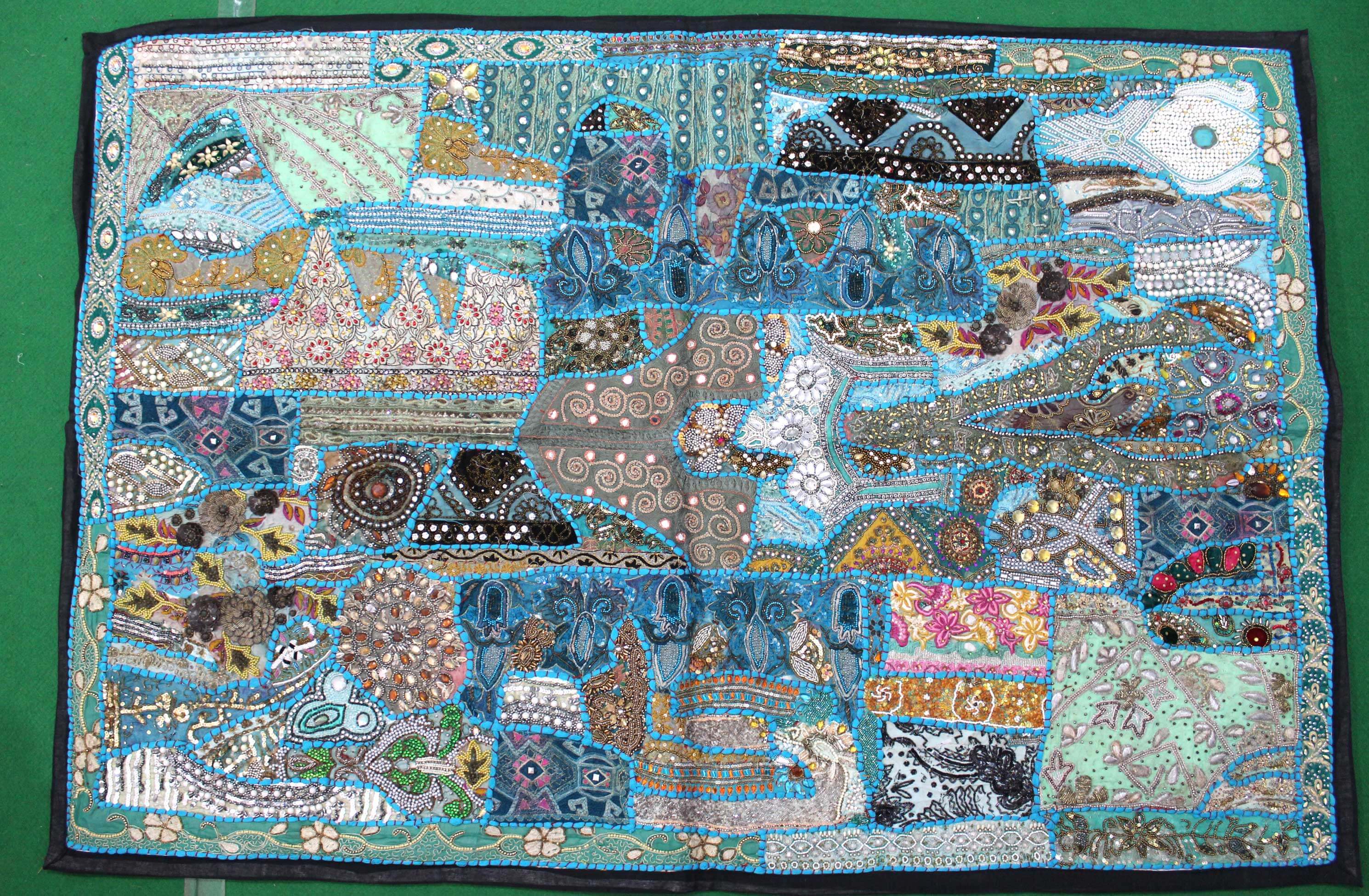 Indian Wall Hanging Embroidered Tapestry Blue antique wall piece,cotton tapestry,tapestry,Tribal wall hanging,wall hanging