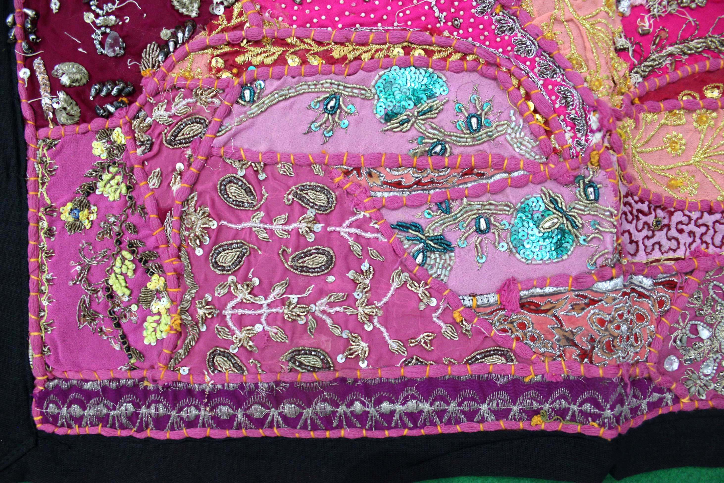 Indian Pink Embroidered Tapestry Wall Hanging 27"x51" antique wall piece,cotton tapestry,tapestry,Tribal wall hanging,wall hanging