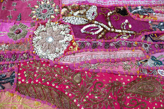 Indian Wall Hanging Embroidered Tapestry Pink 27 x 51 Inches