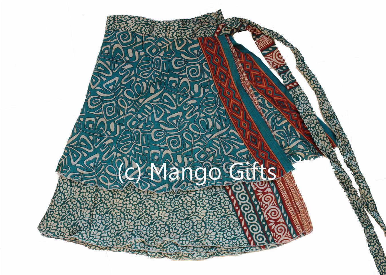 Vintage 2 Layer Silk Sari Saree Magic Wrap Around Skirt Dress Beach Wear Sarong Wholesale