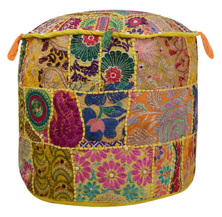 Embroidered Foot Stool Traditional Patchwork Ottoman 18