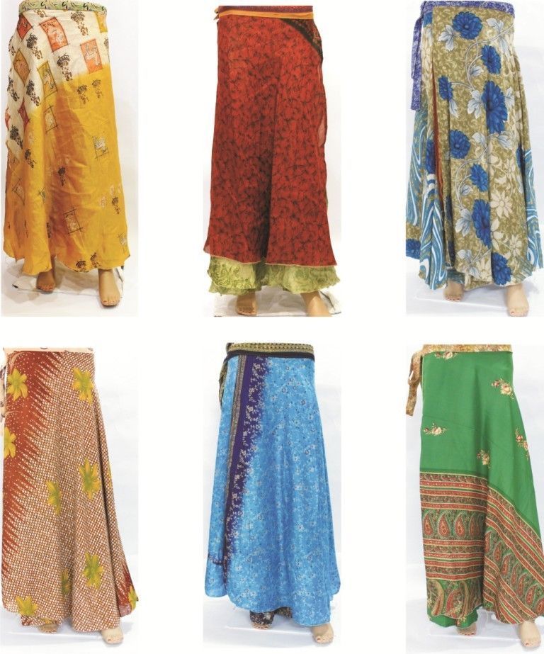 Vintage Silk Sari Magic Wrap Skirt - Beach Wear