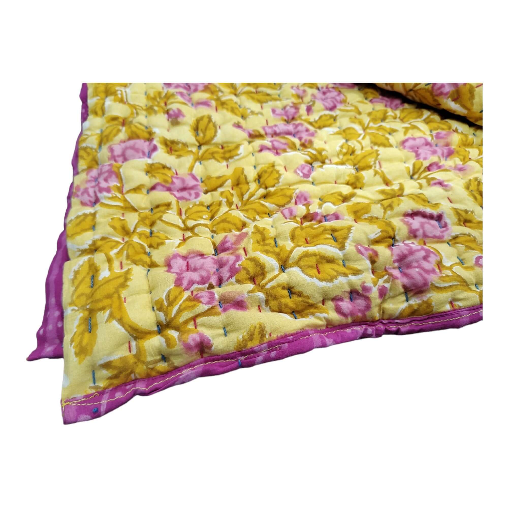 Reversible Katha Quilt 60x90 - Hand Quilted Jaipur Razai