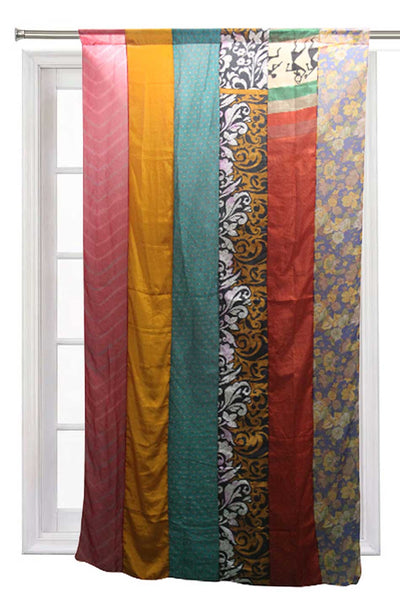 Silk Sari Window Curtains Drapes Handmade Vinatge Boho Theme 