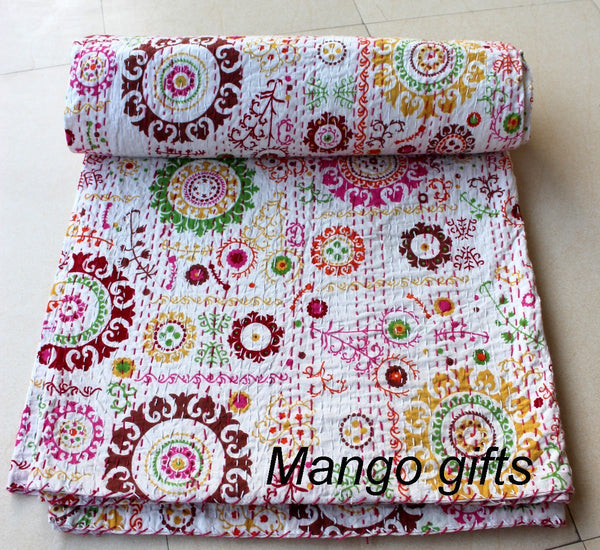 Indian Cotton Kantha Bedspreads/Bedthrow Quilt (Set of 5 Pcs) Assorted 86 x 106" approx - Mangogiftsstore