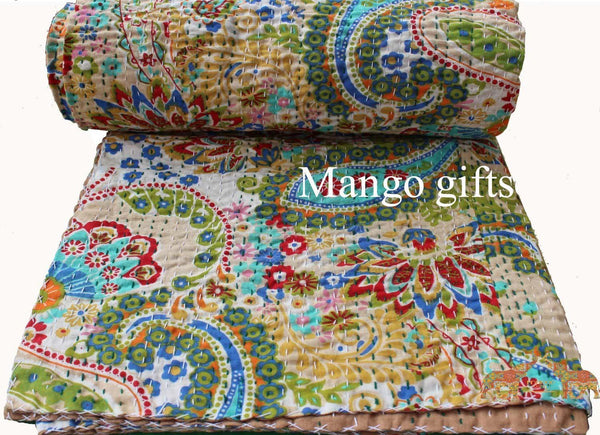 Indian Cotton Kantha Bedspreads/Bedthrow Quilt (Set of 5 Pcs) Assorted 86 x 106" approx - Mangogiftsstore