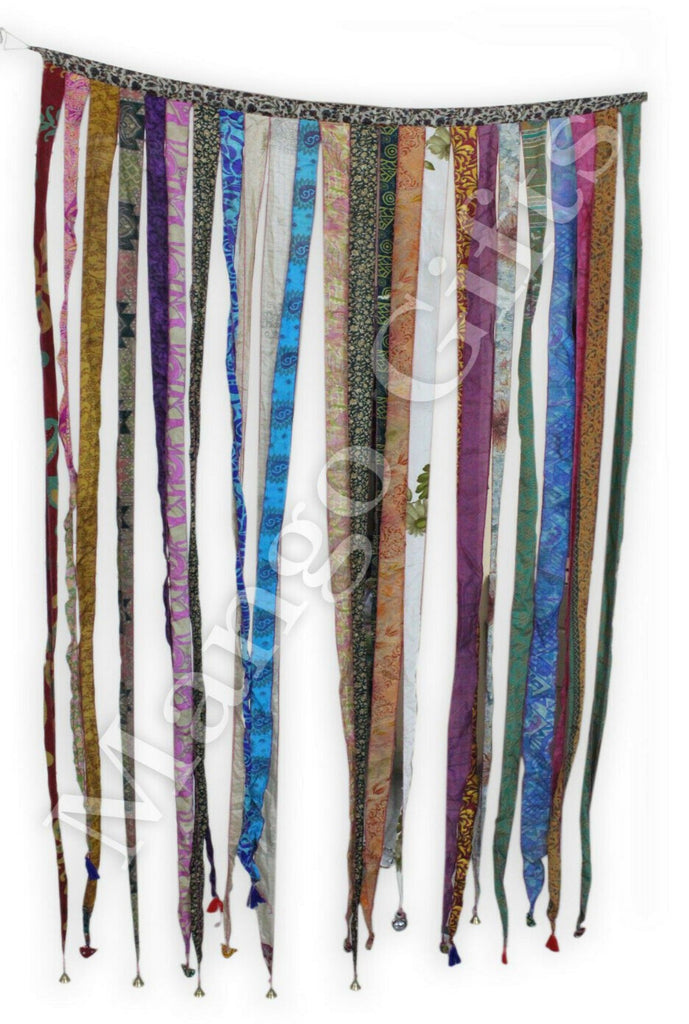 Recycled Indain Silk Sari Fabric Strip Curtain Boho Theme Hippy