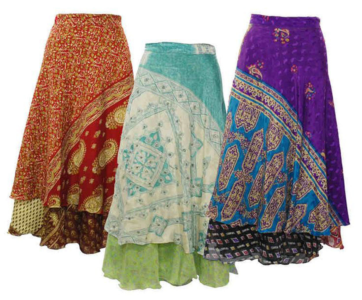 Vintage Silk Sari Magic Wrap Skirt - Beach Wear