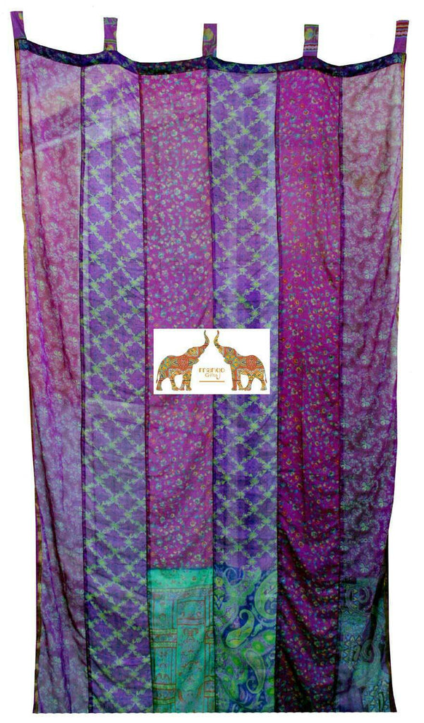 Indian Old Sari Pink Color Curtain Door Drape Window Decor Silk Saree  Curtains