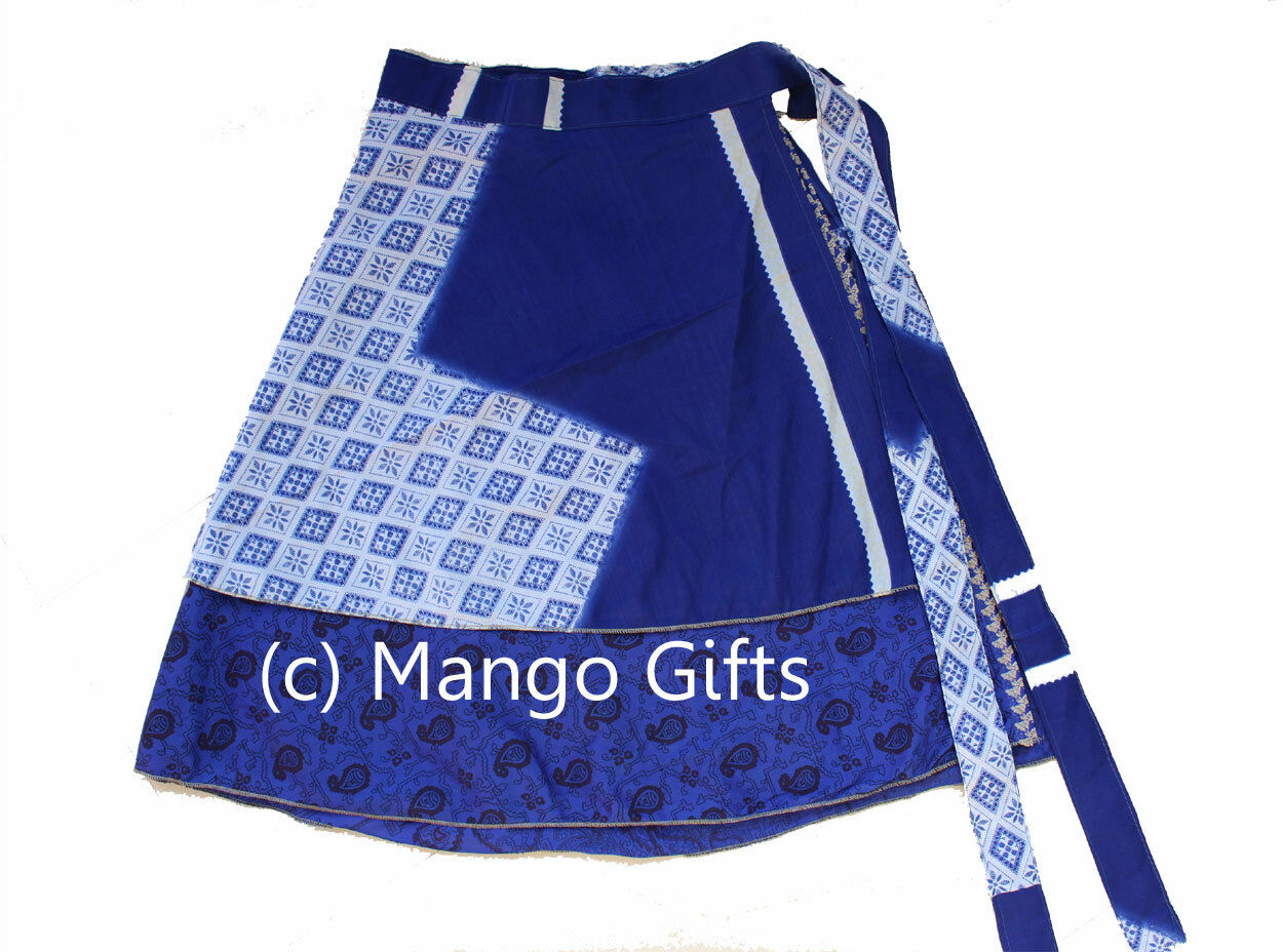 Vintage 2 Layer Silk Sari Saree Magic Wrap Around Skirt Dress Beach Wear Sarong Wholesale