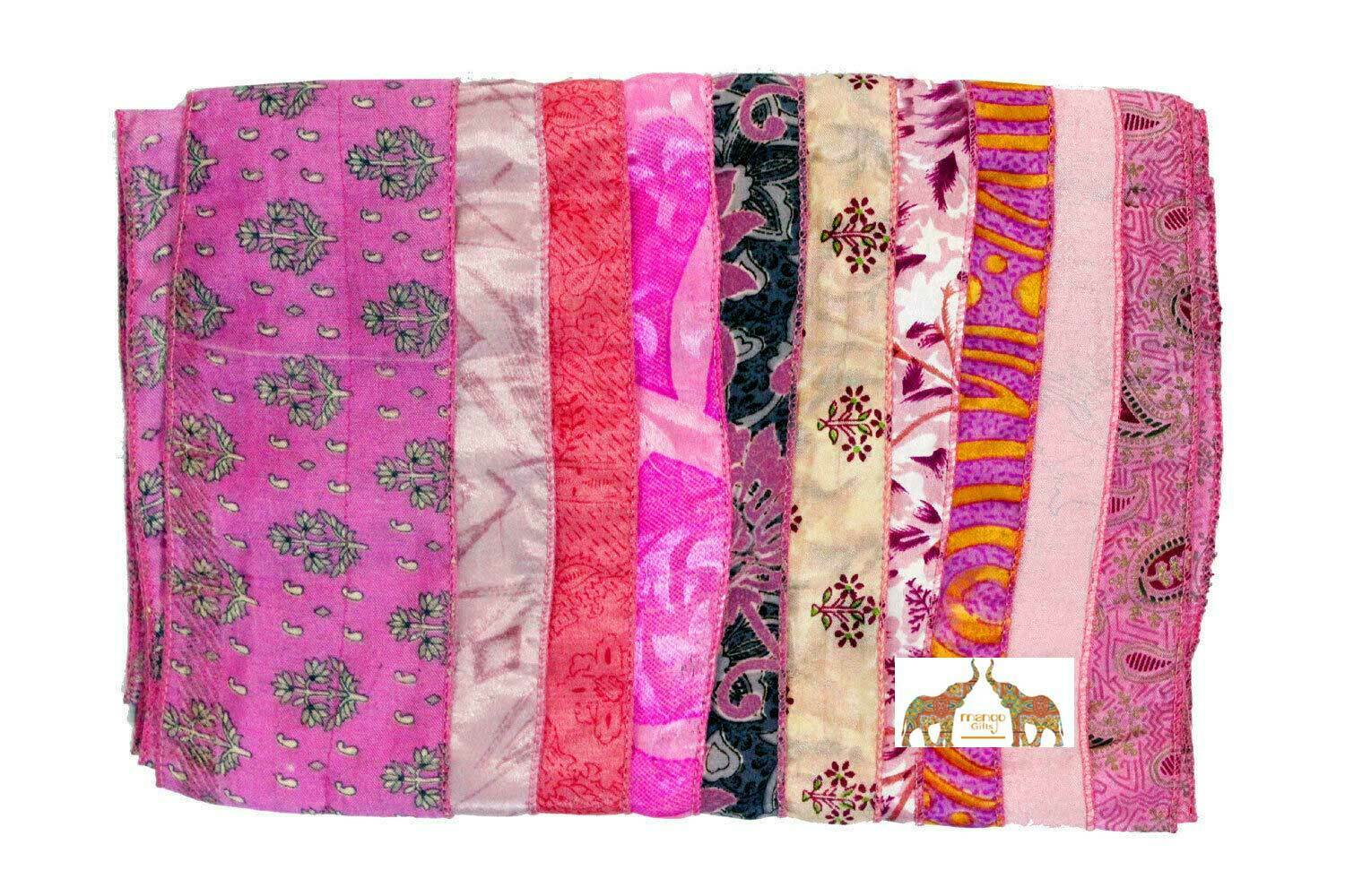 Indian Vintage Silk Sari Handmade Recycled Scarves Stoles Patchwork scarf wraps - Mangogiftsstore