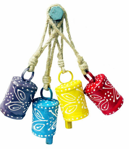 Recycled Iron Hand Painted Decorative Bells 2.5" H  , for X-Mas Party , Wedding & Patio Decoration