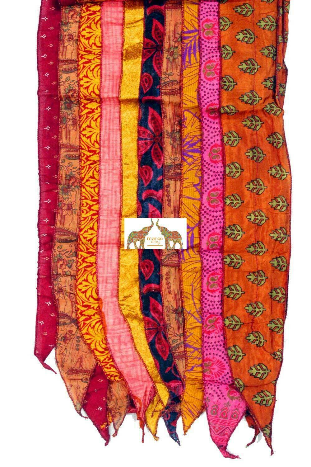 Indian Vintage Silk Sari Handmade Recycled Scarves Stoles Patchwork scarf wraps - Mangogiftsstore