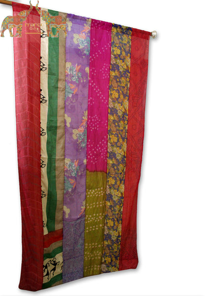 Indian Old Silk Sari Saree boho theme curtains drapes window curtains bohemian decor