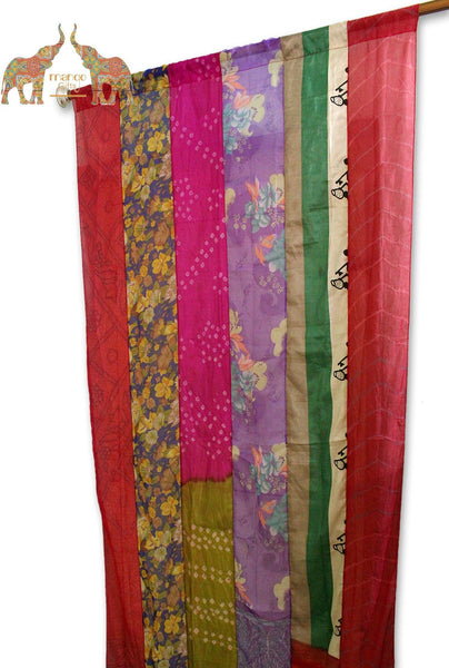 Boho Silk Sari Curtains Panels upcycled old silk sari saree Handmade Bohemian decor