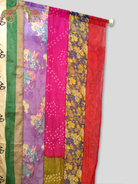 Indian Old Silk Sari Saree boho theme curtains drapes window curtains bohemian decor