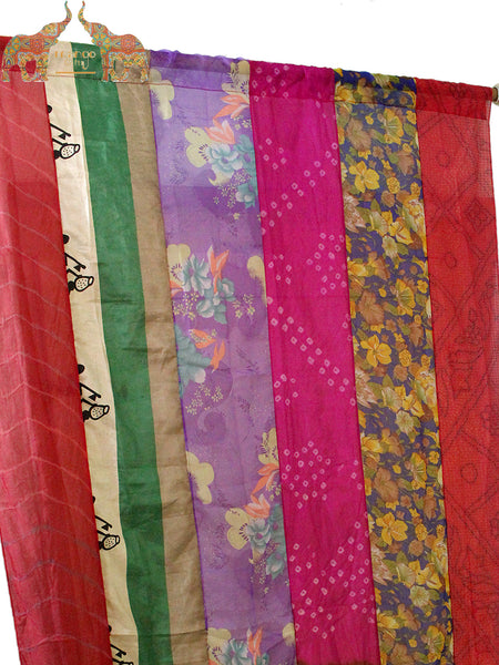 Indian Old Silk Sari Saree boho theme curtains drapes window curtains bohemian decor