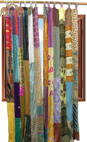 Old Sari Saree Boho Curtain Handmade Panels Drapes Multi color Boho Decor Wholesale Supplier 