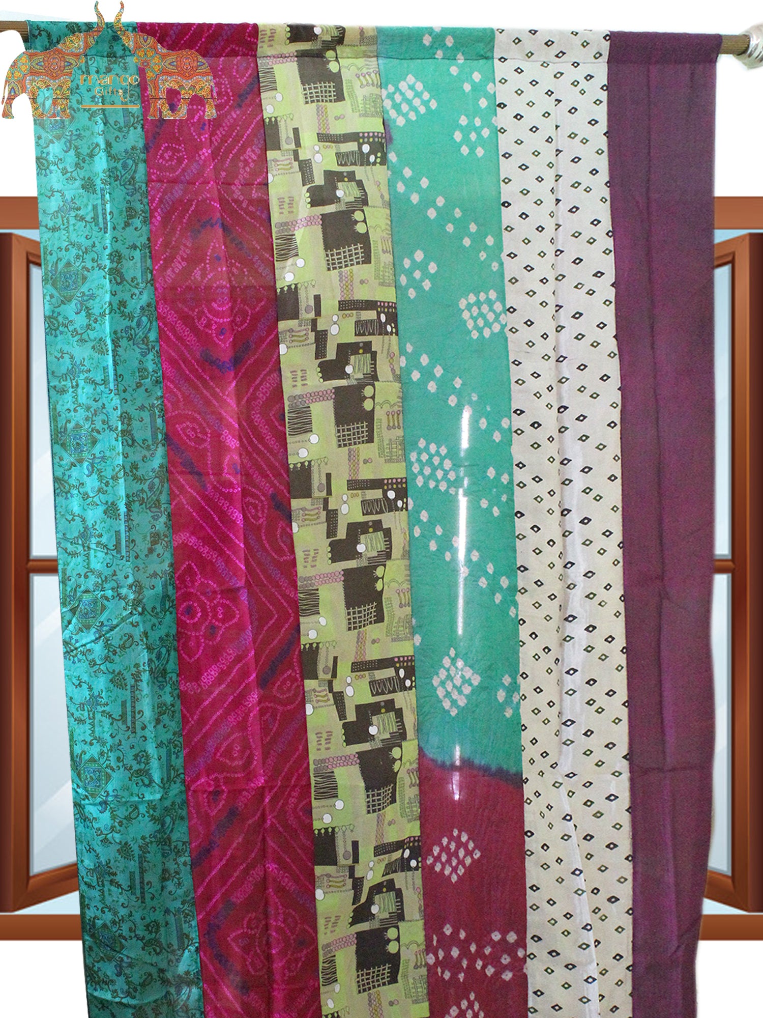 Boho,Boho Decor,Boho Theme,Handmade,Indian,Recycled fabric,Recycled Sari,Vintage Indian Old Silk Sari Saree boho theme curtains drapes window curtains bohemian decor