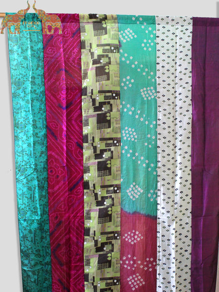 Indian Old Silk Sari Saree boho theme curtains drapes window curtains bohemian decor