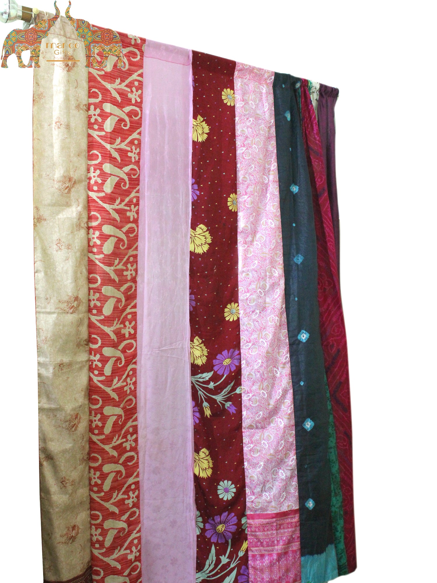 Indian Old Silk Sari Saree boho theme curtains drapes window curtains bohemian decor