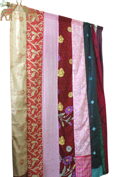 Indian Old Silk Sari Saree boho theme curtains drapes window curtains bohemian decor