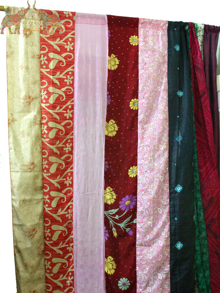 Indian Old Silk Sari Saree boho theme curtains drapes window curtains bohemian decor