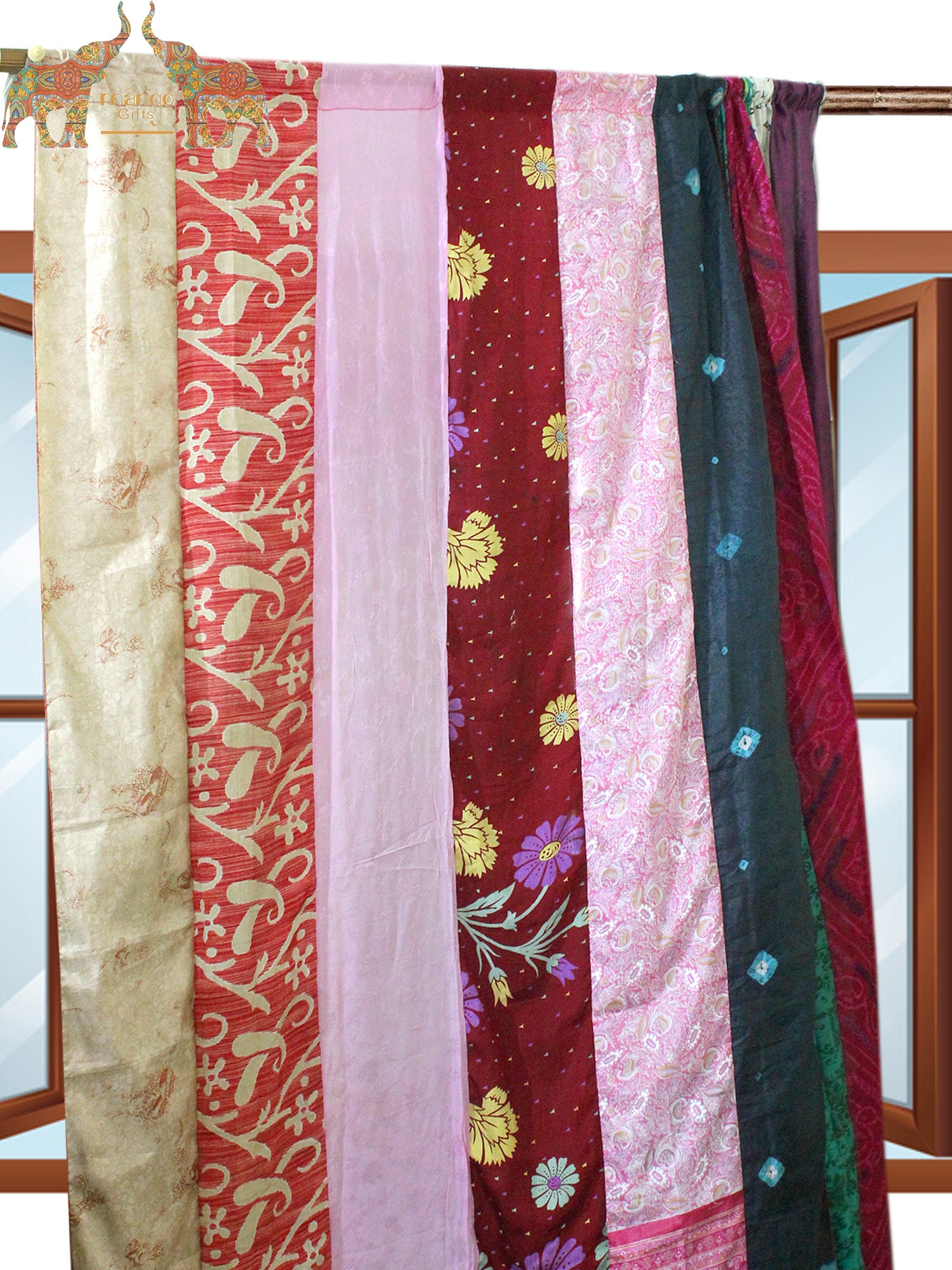 Unique Indian Silk Sari Curtains for Bohemian Decor