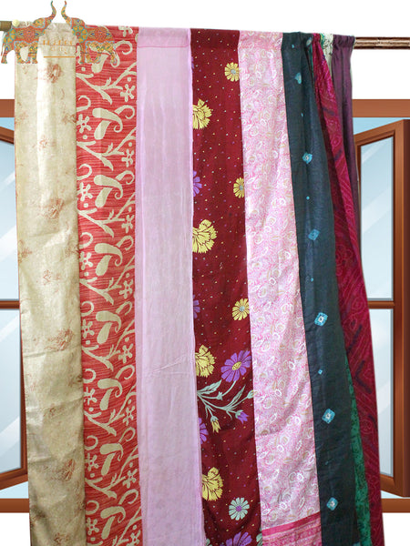 Indian Old Silk Sari Saree boho theme curtains drapes window curtains bohemian decor