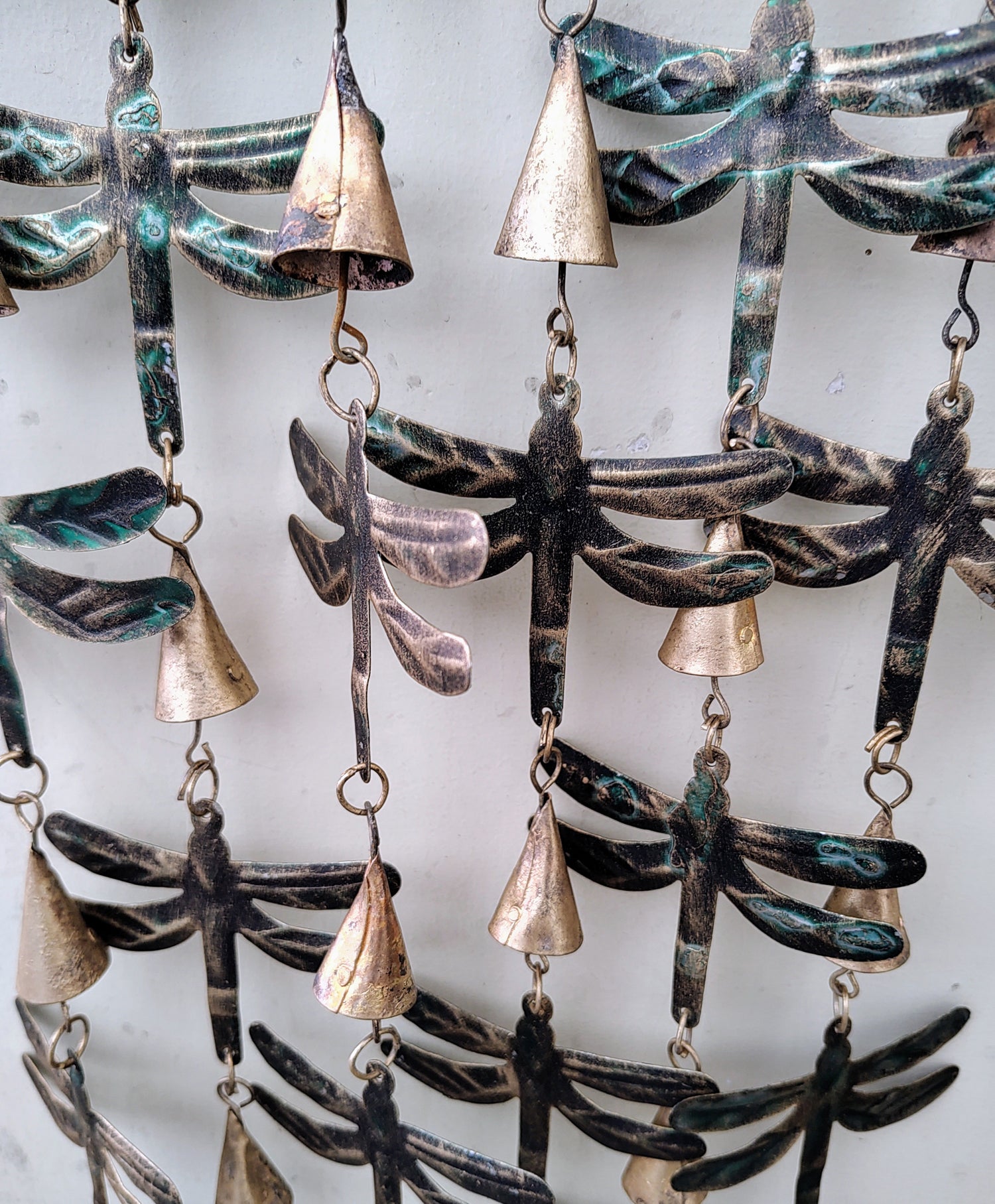 Recycled Iron Dragonfly Wind Chimes - 50" Garden Decor